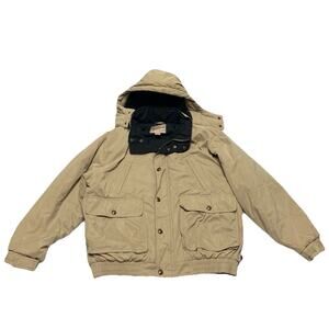 Woolrich Tan Jacket Mens Large Goose Down Puffer Coat Hooded Utility